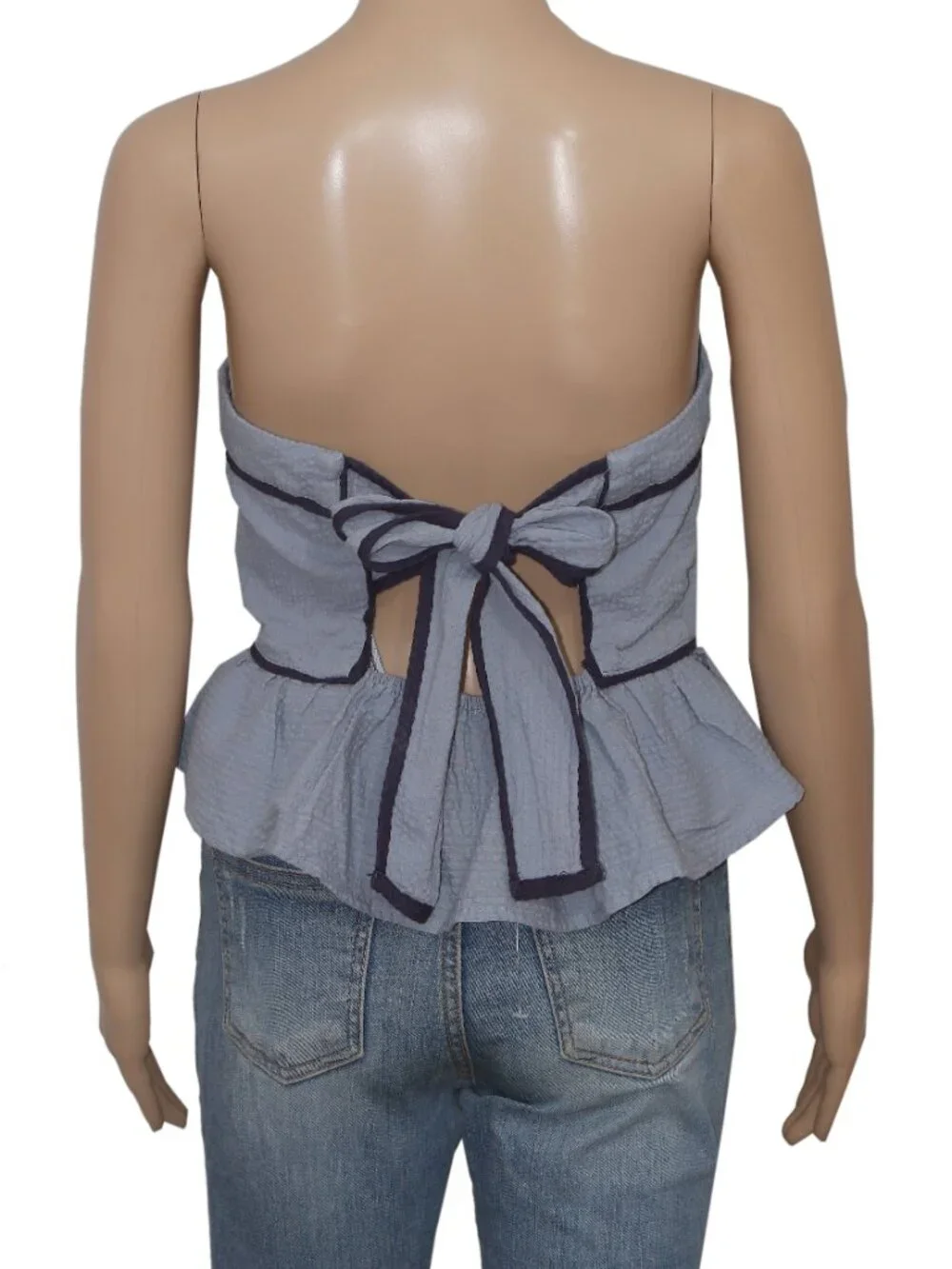 Free People Tara Tube Top Slim Textured Straight-Neck Ruffle Tie S